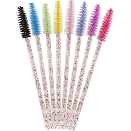 HOT 50 pcs Disposable Cosmetic Eyelash Brush Crystal Mascara Wands Applicator Diamond Eyelashes brushes women Make Up Tools