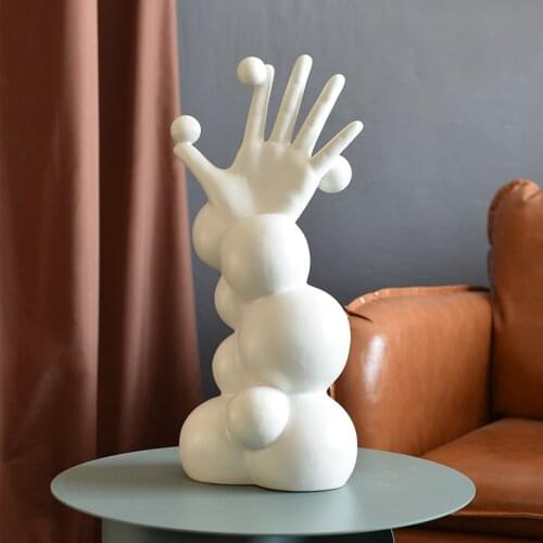 Nordic Home Living Room Decoration Abstract Hand Sculpture Teen Room Decoration Balloon Sculpture Christmas Gift Ceramic Statue