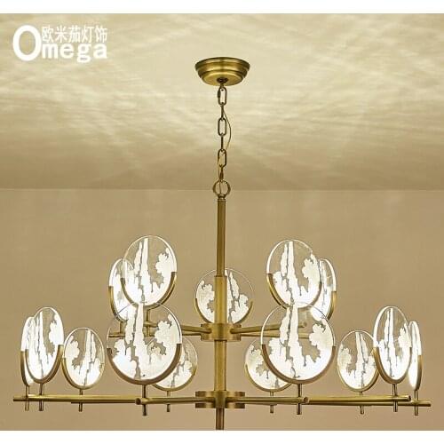 Modern minimalist light luxury copper chandelier living room dining room bedroom high-grade copper chandelier porch exhibition