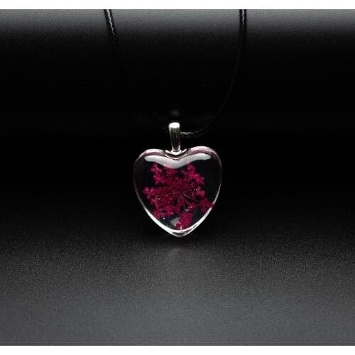 Flower in Heart Shape Glass necklace lover Pendant Fashion glass ball necklaces Classic style Jewelry #FY410