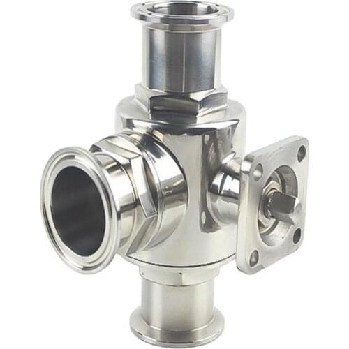 Stainless steel three-way ball valve sanitary grade quick-fit clamp type bracket electric valve