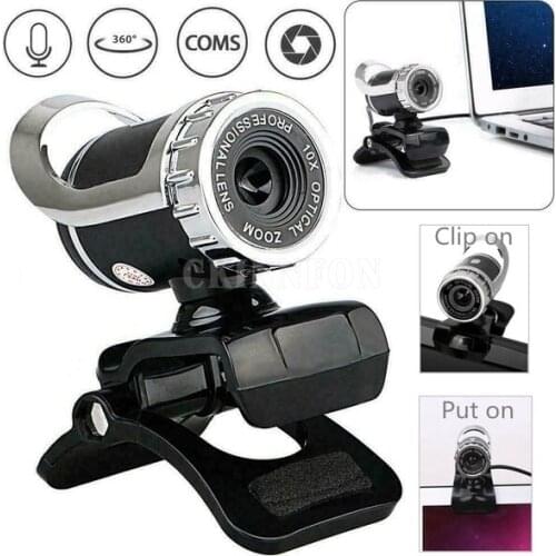 100pcs webcam USB High Definition Camera Web Cam 360 Degree MIC Clip-on For Computer