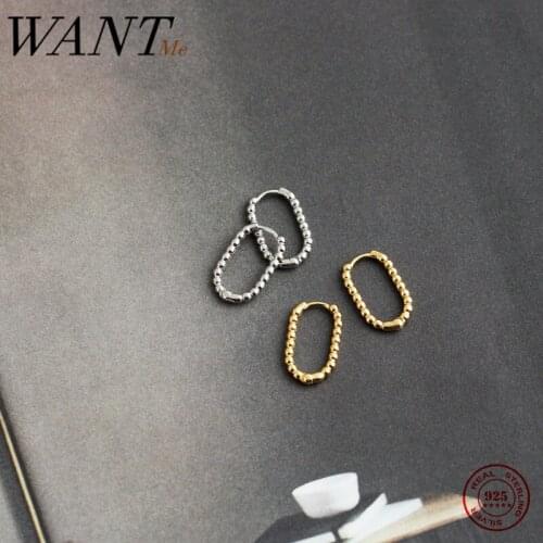 WANTME 925 Sterling Silver Punk Simple Pirecing Geometry Hollow Beads Stud Earrings for Women Girl Chic Birthday Goth Jewelry