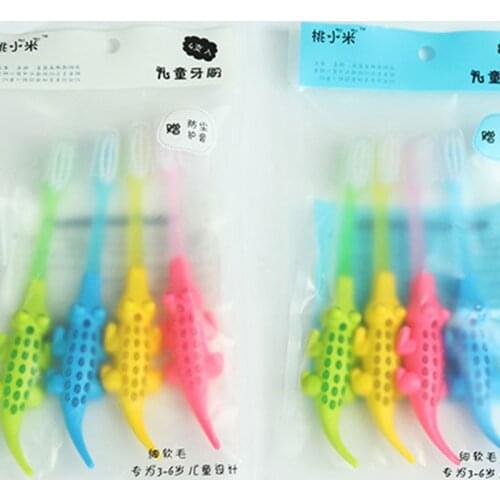4pcs/lot Kids Cartoon Crocodile Toothbrush Children Soft Bristle Tooth Mouth Clean Oral Care