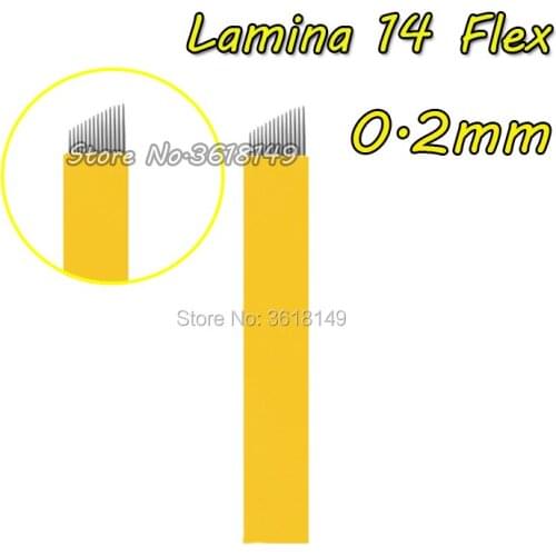 1000pcs Lamina Tebori 14 Flex Microblading Needles Tattoo Needle for Eyebrow Lip Agulha For Permanent Makeup 3D Embroidery