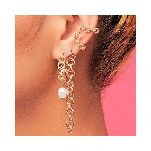 2020 European and American Chain Stud Set Of 4 Creative Retro Simplicity Without Holes For Women