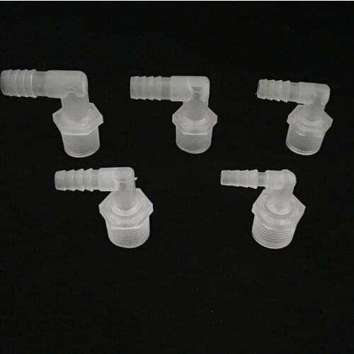1Pcs 1/2" Thread to 6.4mm-12.7mm Plastic Elbow Hose Connector Fish Tank Tubing Adapters