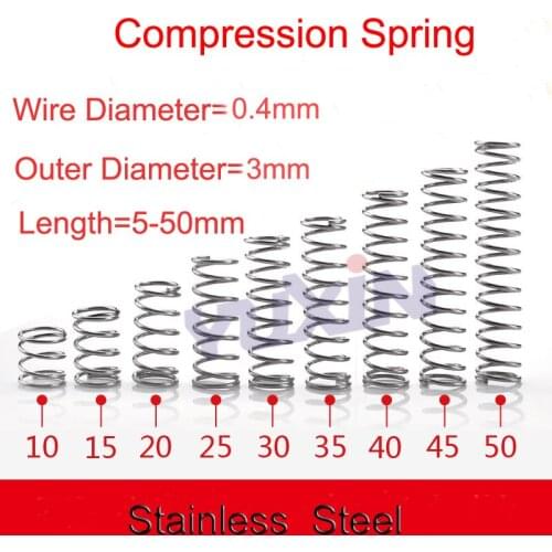 50pcs/Lot 0.4*3*5-50 Small Coil Compression Spring,Stainless Steel Springs,Small Spot Micro Compression Spring For 3D Printer