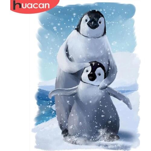 HUACAN 5D DIY Diamond Painting Penguin Winter Full Square/Round Diamond Embroidery Animal Mosaic Picture Home Decor
