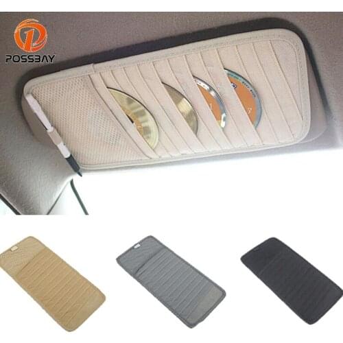 POSSBAY Car Sun Visor Holder Sunshade CD Storage Interior Organizer Pocket Black Beige Pen Cards Wallet Pouch Clip Bag Holder