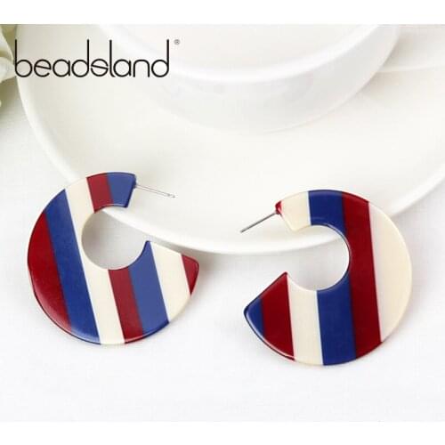 Beadsland Acetic Acrylic Hoop Earrings Neo-Gothic Fashion Irregular Round Design Women Girls Dancing Party Christmas Gift 39149