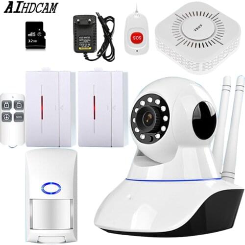Wireless remote control Network Alarm Systems Security WIFI IP Camera Security System Video Surveillance Camera Gift 32G TF card