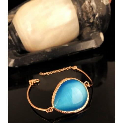 Dr Stone Natural Stone Women 'S Cat 'S Eye Stone Rose Gold Plated Bracelet 372888586