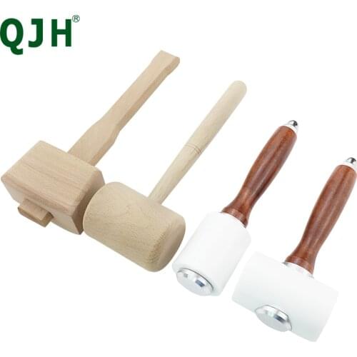 DIY Leather Carving Hammer T /Longitudinal Hammer Wooden hammer Punch Cutting Nylon Hammer Tool with Wood Handle Leather craft