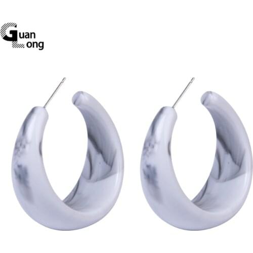 GuanLong Fashion Circle Resin Acrylic Drop Earring Colorful Round Big/Long Earrings for Women Korean Earings Cute Ethnic Brinco