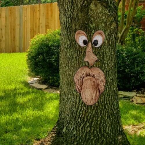 Tree Face Decoration Outdoor Old Man Tree Holiday Decoration Sculpture Garden Hide Interesting Design Creaticity Garden Statues