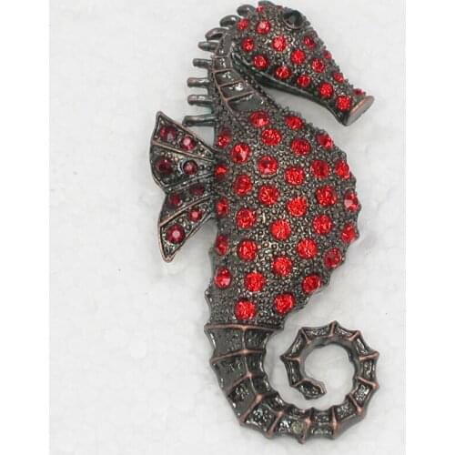Rhinestone Red brooch Seahorse Pin brooches C659 C3