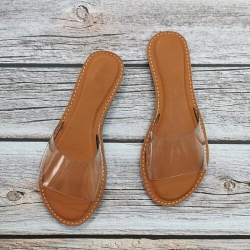 Summer EVA Women Slippers 2021 New Fashion Clear Flat Shoes Slip-On Jelly Shoes Ladies Flat Beach Outdoor Holiday Beach Slides