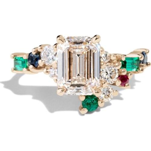 Fashion Design Lady Rings Dance Party Accessories White Cubic Zirconia Luxury Jewelry Statement Rings For Women Drop Shipping