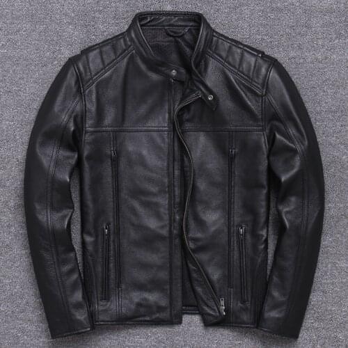 Jianlou Head Layer Pure Cowhide Mens Wear Genuine Leather Clothing Self-cultivation Short Fund Halley Locomotive