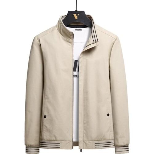 2021 Spring Mens Jacket Middle-aged Business Casual Spring/Autumn Dad Loose Stand-up Workwear Jacket Mens Large Size