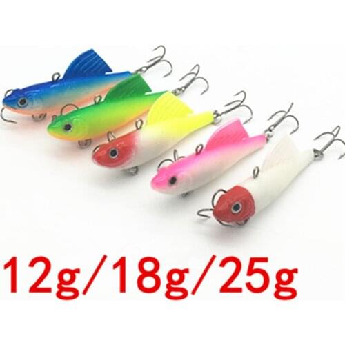 5*5.5cm/6.5cm/7.5cm VIB Ice Fishing Soft Silicone Lead Lure Bait Artificial Sinking Soft Bait 3D eye Winter Sea Fishing
