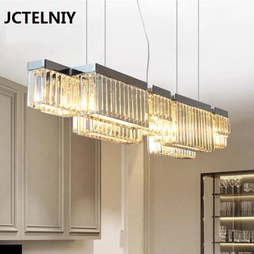 New crystal chandelier living room light luxury designer crystal lamp restaurant long profile multi-level LED lights