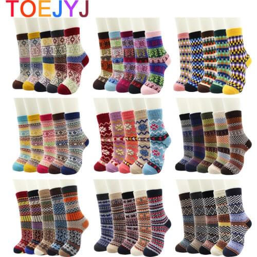 2021 New Style Autumn and Winter Women Wool Socks Warmer Ethnic Style Cashmere Thermal Thicken Women Socks