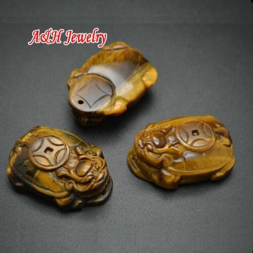 New Arrival Chinese Pixiu Dragon Turtle Pendants Natural Tiger Eyes Charms Longevity and Wealth Men and Women Jewelry 5pc/lot