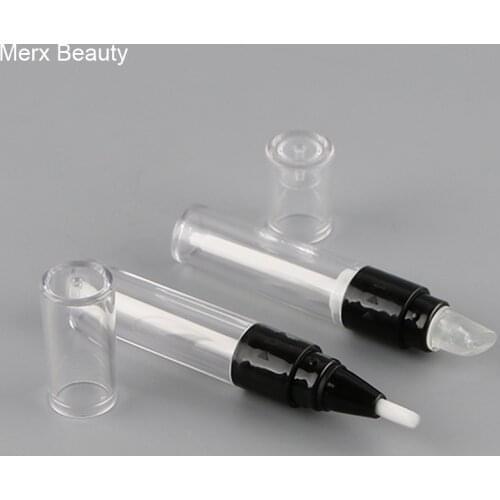 Wholesale 4ML Transparent+Black Lip Gloss Tube/Bottle, Empty Mini Twist Pen, Disposable Plastic Dial Up Pen With Silicon Tip