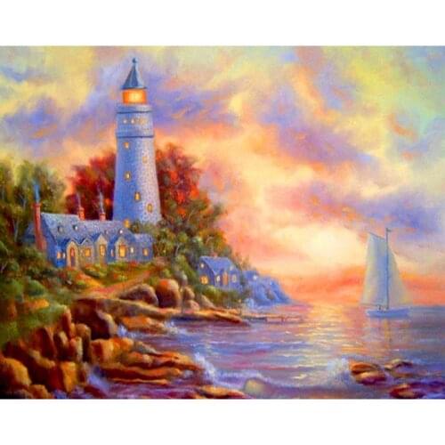 PhotoCustom 40x50cm Oil Painting By Numbers DIY Seascape Paint By Numbers On Canvas Frameless Scenery Digital Hand Painting Deco