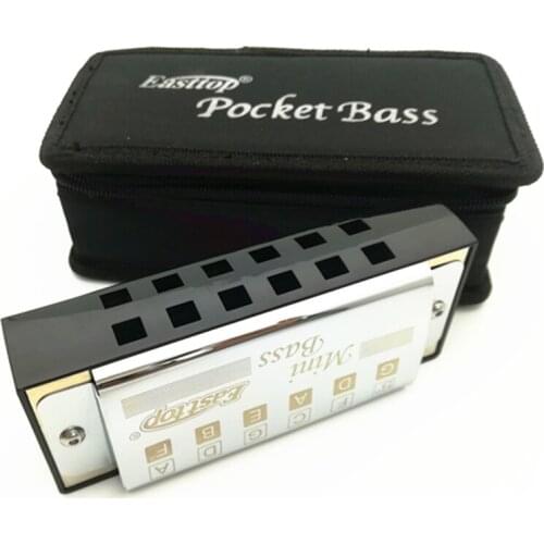 Professional Easttop 12 Holes Pocket Bass Harmonica Chrome-plated copper Board Mini Bass Mouth Ogan Musical Instruments T1-1