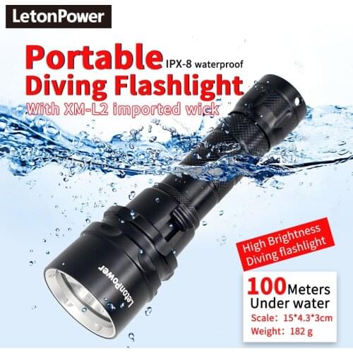 Professional Diving Light 200 Meter L2 Waterproof IPX8 Underwater LED Flashlight Diving Super Brightness Tactical Scuba Diving