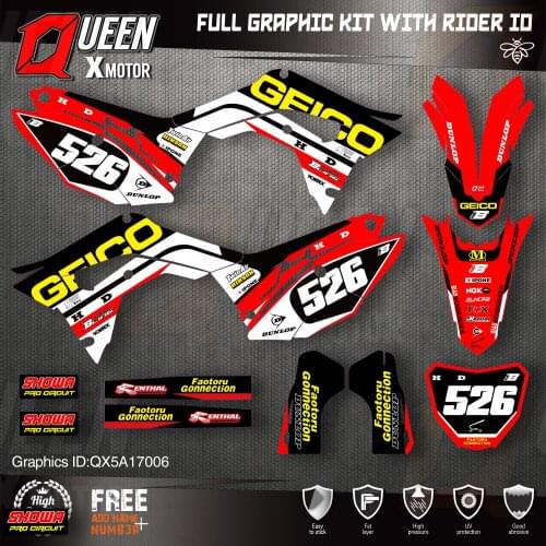 QUEEN X MOTOR Custom Team Graphics Backgrounds Decals Stickers Kit For HONDA 2018-2020 CRF250R 2017-2020 CRF450 006
