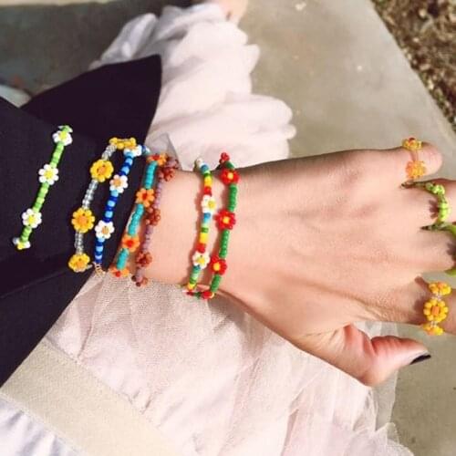 Colorful Beads Flowers Bracelets Choker For Women Crystal Bracelet & Bangles Cute Fashion Handmade Jewelry 2021 New