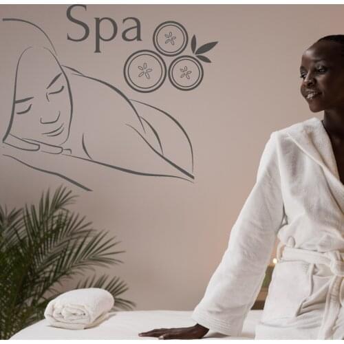 Relaxing Lady in Spa Wall Sticker Decal Spa Sticker Spa Relax Massage Room Wall Decoration A00449