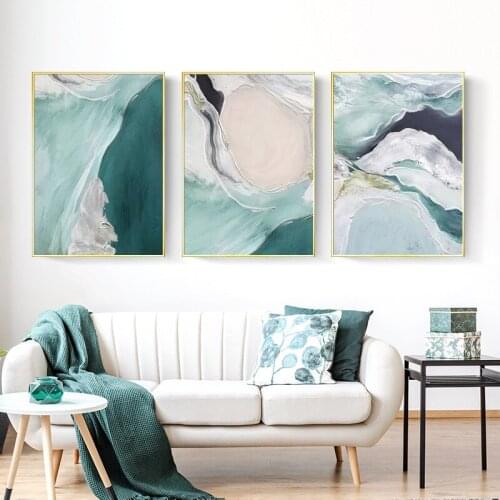 Northern European Modern Water Wave line Watercolor Abstract Painting Living Room Light Luxury Decorative Painting Picture