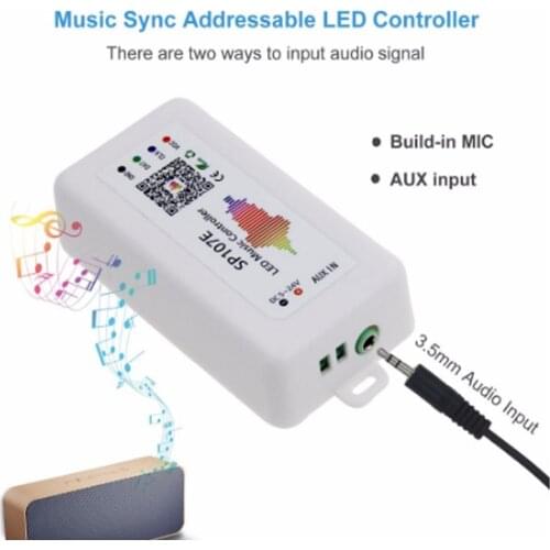 SP107E Led Music Controller Bluetooth For WS2812B WS2811 SK6812 UCS1903 LPD6803 WS2801 Led Pixel Strip Light DC5-24V
