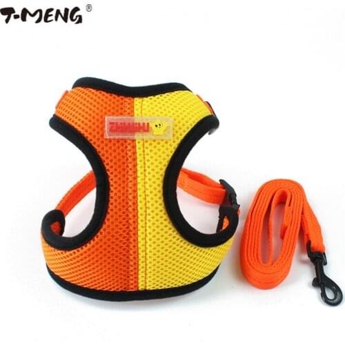T-MENG 2018 New Pet Products Puppy Small Dog Harness Leash Cat Vest Double Mesh Color Pet Dogs Harness K9 Small Dog Cat Supplies