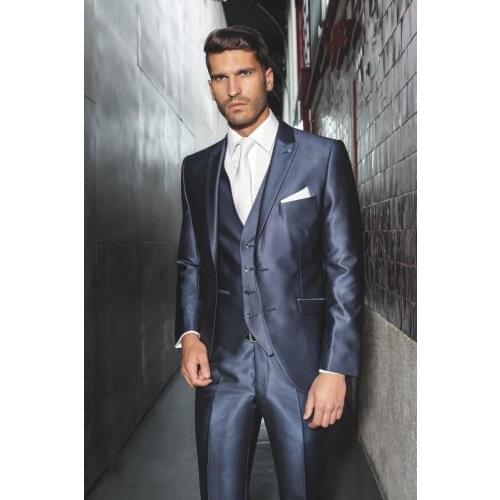 Navy Blue Cheap Mens Groom Slim Fit Groom Suits Men Wedding Suit Prom Suit 2015 Best Selling(Jacket+Pants+Vest+Tie)