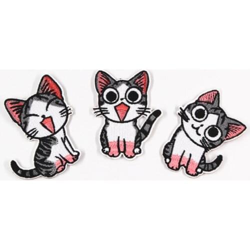 Fabric Embroidered Cat Cartoon Patch Cap Clothes Stickers Bag Sew Iron On Applique DIY Apparel Sewing Clothing Accessories BU158