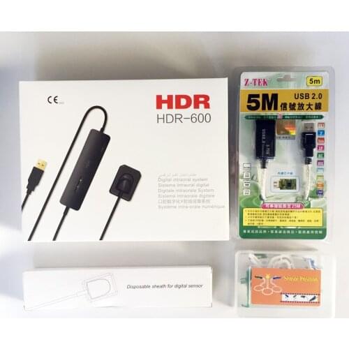 CE Approved HANDY HDR500 Size 1/HDR600 Size 2 Dental X-Ray Sensor with 5M USB Signal Amplifier Cable and Positoner