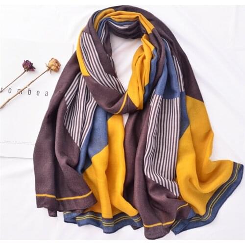 Women Autumn Winter Viscose Shawl Geometric Striped Patchwork Scarf Wrap Pashminas Stole Bufandas Muslim Hijab Sjaal 180*90cm