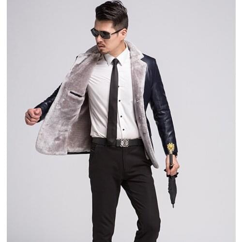 Winter Fur Leather Jacket Mens Plus Size 3XL Suede Leather Jackets Men Faux Fur Thick Warm Long Suede Jacket fur lined leather