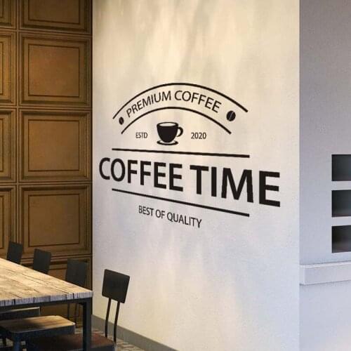 Coffee Shop Sign Coffee Time Premium Best Of Quality Logo Cafe Decor Wall Cup Mug Decal Sticker Vinyl
