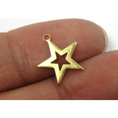 100pcs Brass charms 13mm Raw brass star findings R322