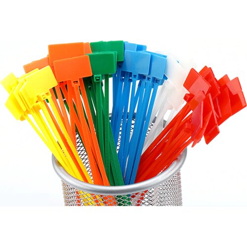 100pcs Easy mark 4*150mm Colorful Nylon Cable Ties tag labels Plastic loop Ties markers Cable Tag self-locking Zip Ties