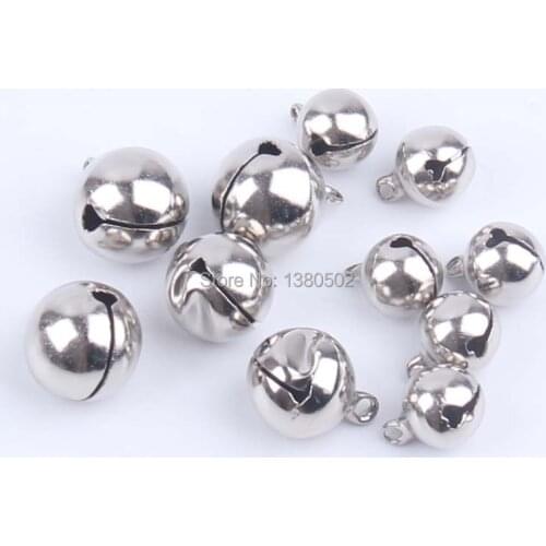 100pcs/lot 11mm silver Color Metal Jingle bell Loose Beads Festival Party Ornament DIY Craft Christmas Tree Decoration