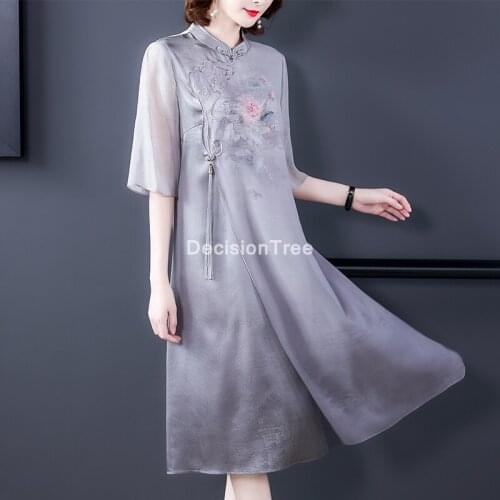 2021 chinese dress floral print qipao vintage silk party qipao vestido long robe cheongsam traditional qipao elegant party dress
