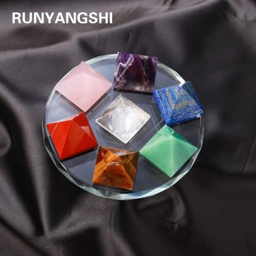 7PCS/set Seven chakras gem Crystal Point Natural Crystal Pyramid Seven Star array ornaments decorate